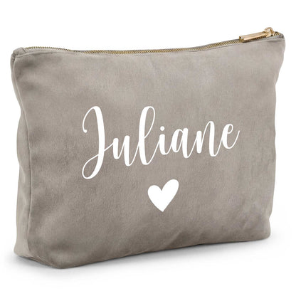 Personalisierte Samt Kosmetiktasche mit Name für Kosmetik & MakeUp