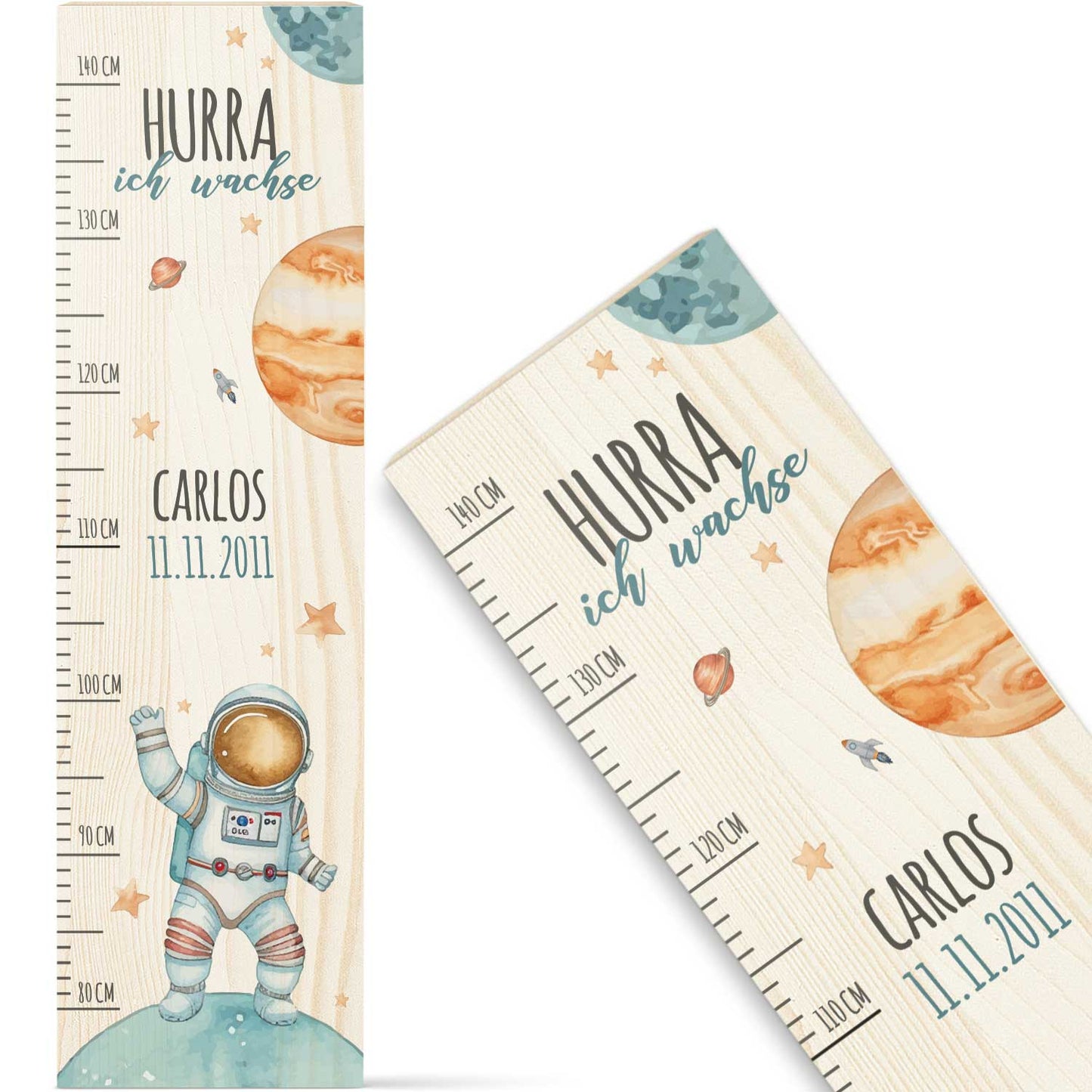 Messlatte mit Namen für Kinder im Astronaut Design