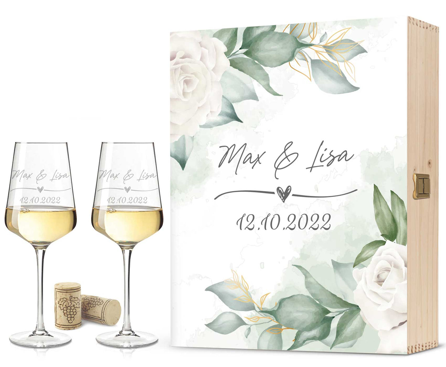 Leonardo Gläser mit Gravur im "Wedding Love" Design als Set