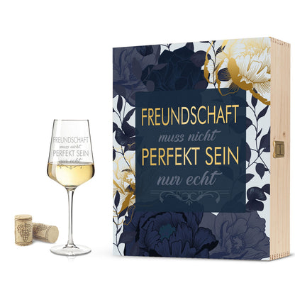 Leonardo Weinglas mit Gravur "Freundschaft muss nicht perfekt sein"