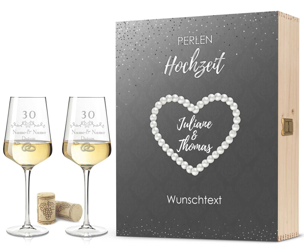 Leonardo Weingläser im "Perlenhochzeit - 30 Jahre" Design als Set