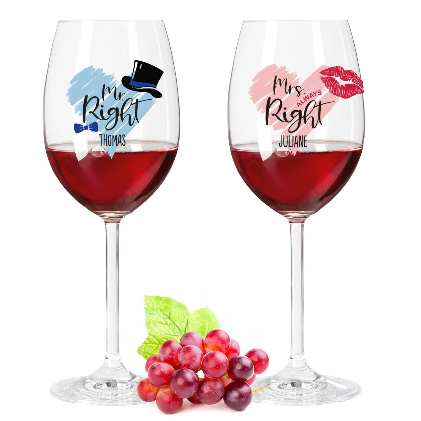 Leonardo Weingläser Mr Right & Mrs Always Right mit UV-Druck im Set