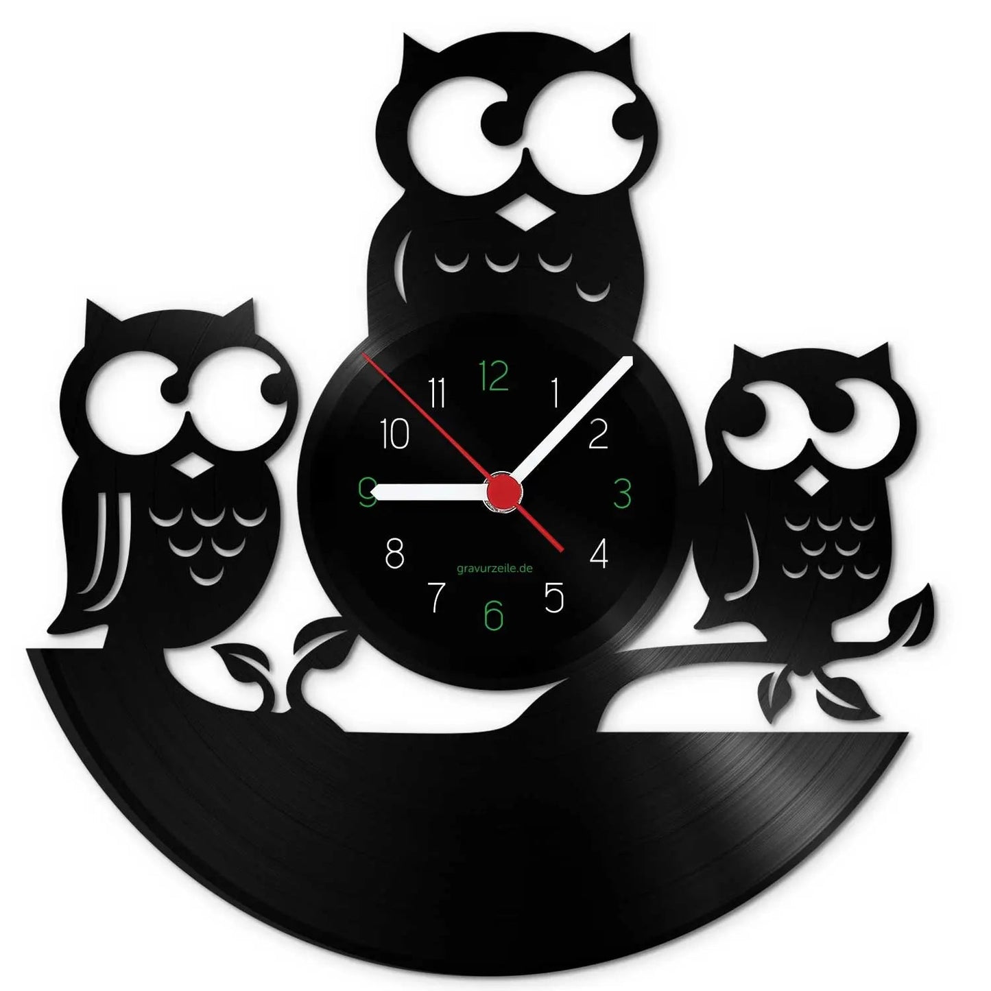 Wanduhr aus Vinyl Eule