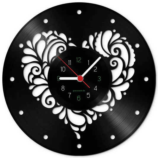 Wanduhr aus Vinyl Herzlich