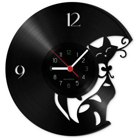 Wanduhr aus Vinyl Katze