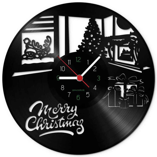 Wanduhr aus Vinyl Merry Christmas