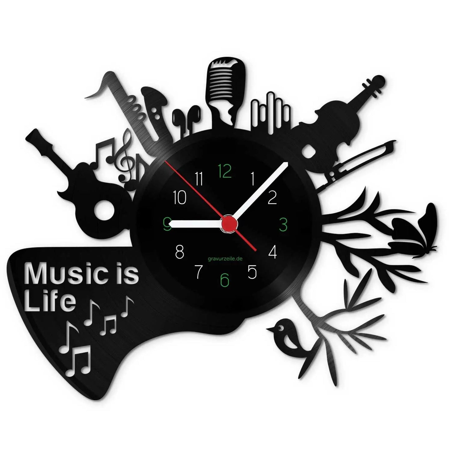Wanduhr aus Vinyl Music is Life
