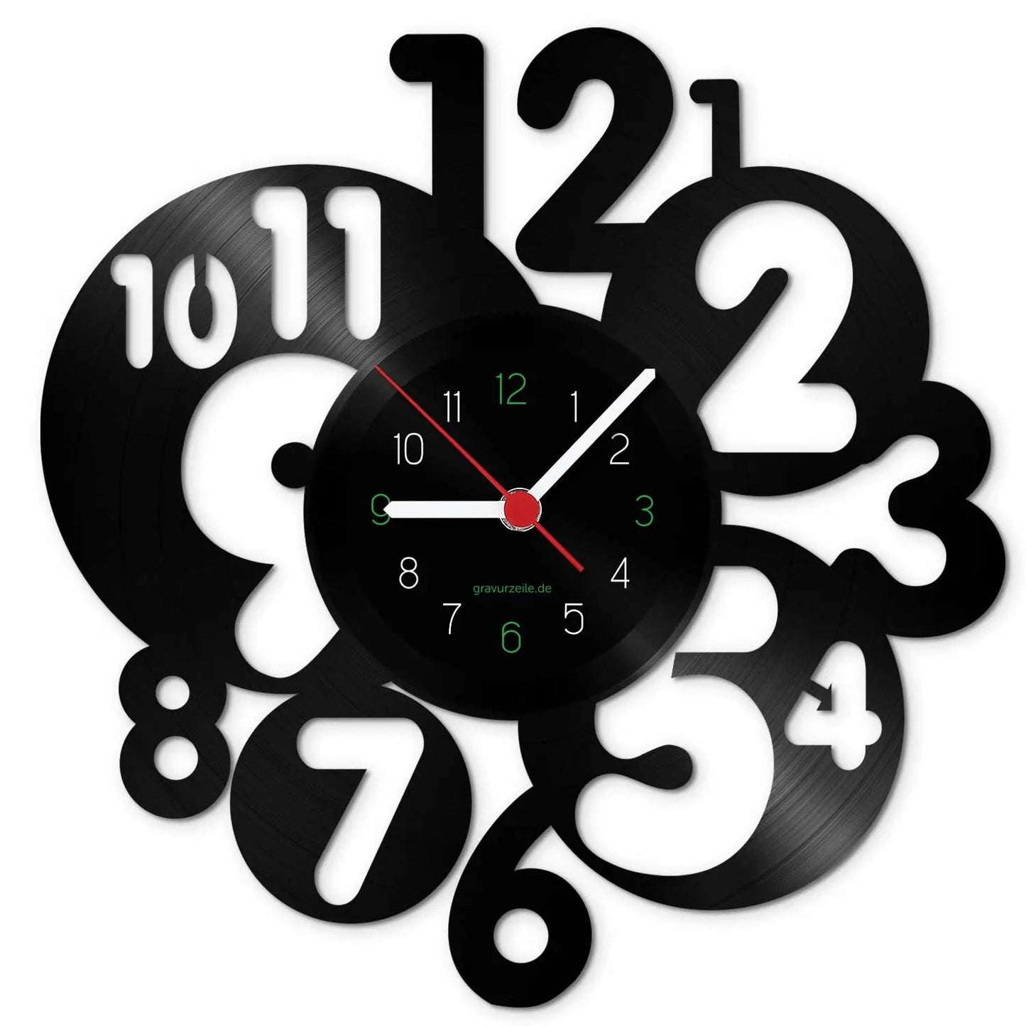 Wanduhr aus Vinyl Runde Zahlen