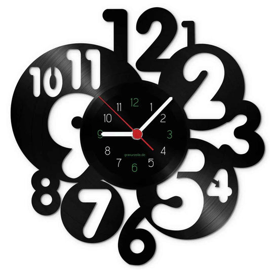 Wanduhr aus Vinyl Runde Zahlen
