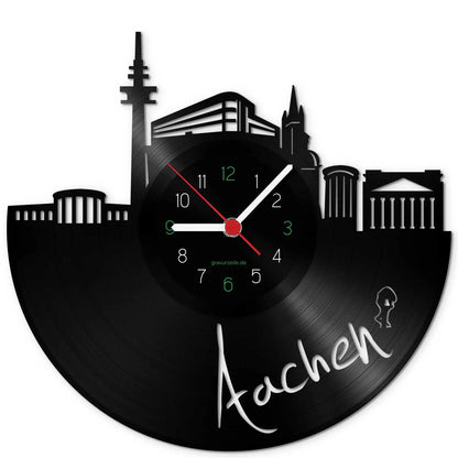 Wanduhr aus Vinyl Skyline Aachen