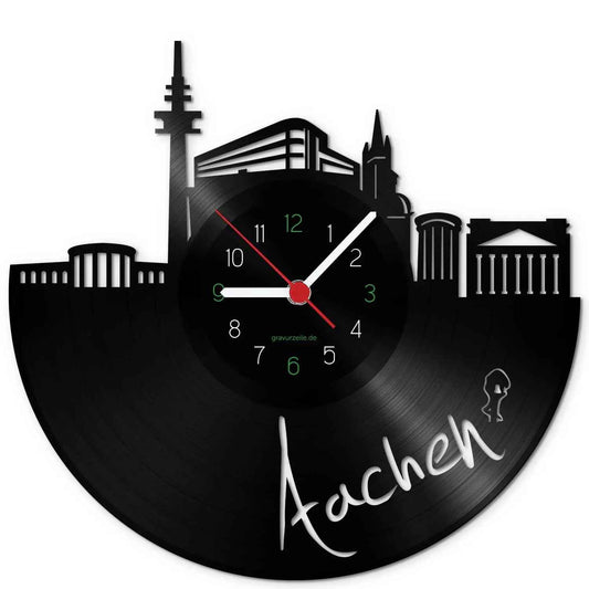 Wanduhr aus Vinyl Skyline Aachen