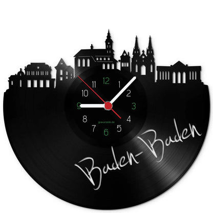 Wanduhr aus Vinyl Skyline Baden-Baden