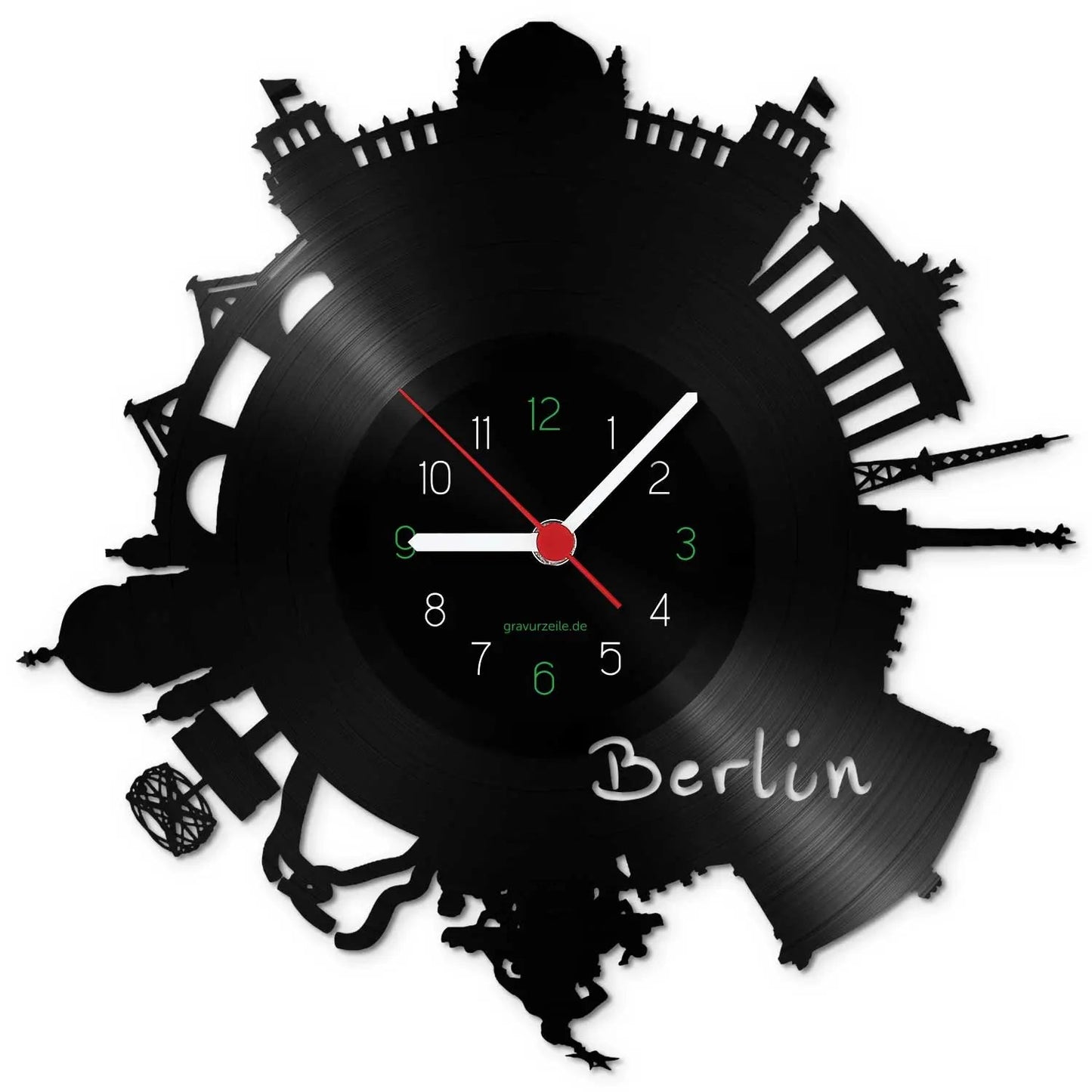 Wanduhr aus Vinyl Skyline Berlin 2017