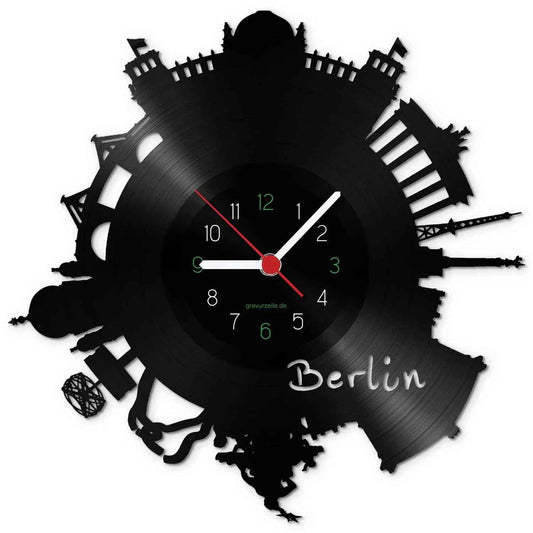 Wanduhr aus Vinyl Skyline Berlin 2017