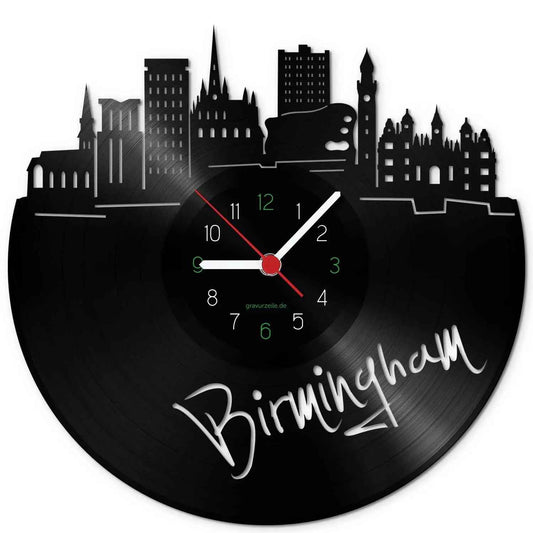 Wanduhr aus Vinyl Skyline Birmingham