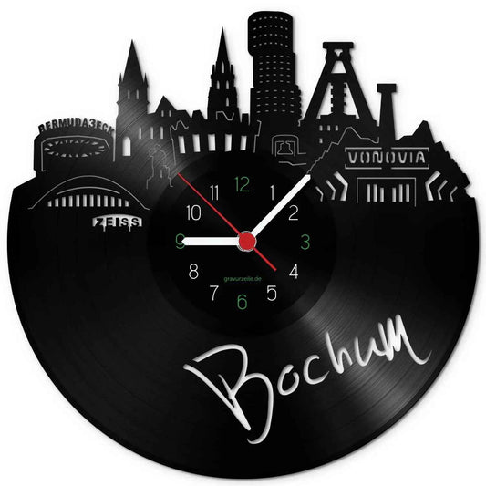 Wanduhr aus Vinyl Skyline Bochum
