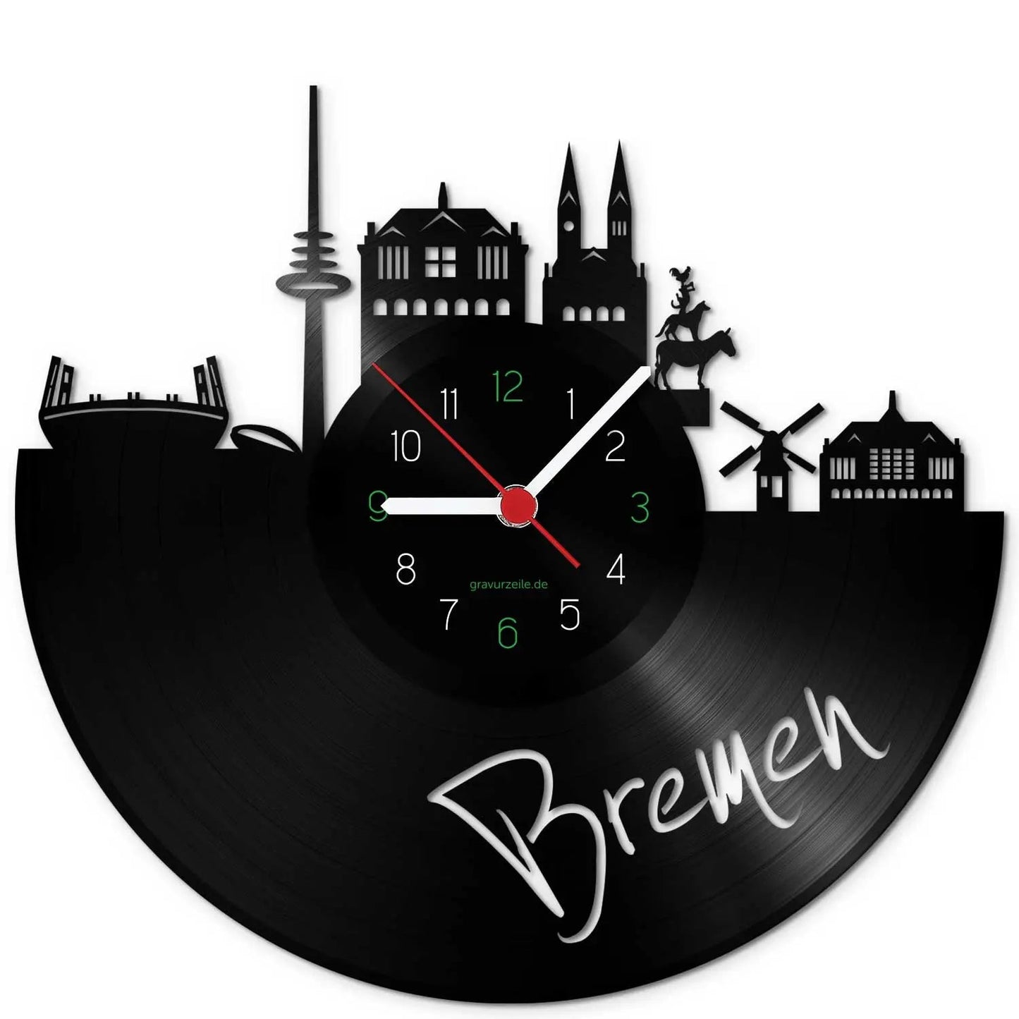 Wanduhr aus Vinyl Skyline Bremen