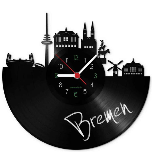 Wanduhr aus Vinyl Skyline Bremen