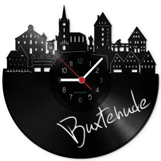 Wanduhr aus Vinyl Skyline Buxtehude