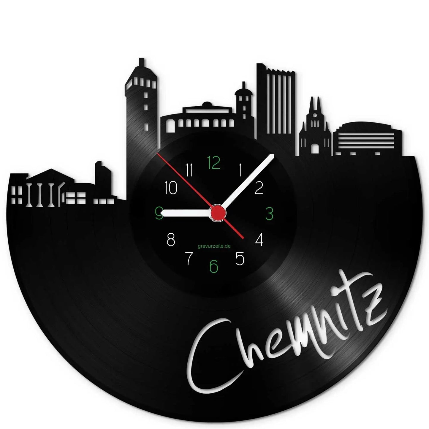 Wanduhr aus Vinyl Skyline Chemnitz