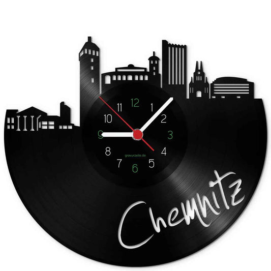 Wanduhr aus Vinyl Skyline Chemnitz