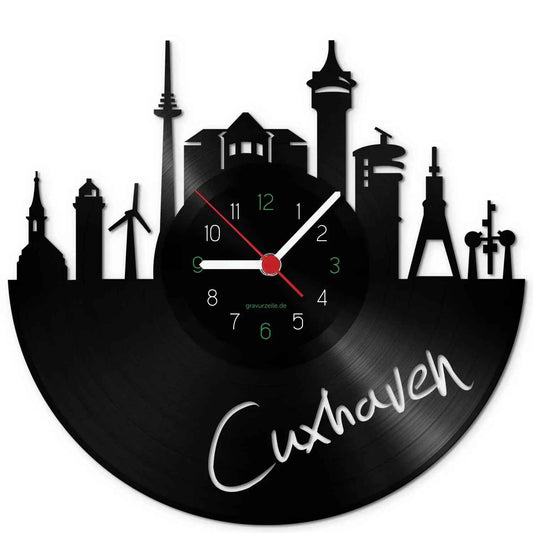 Wanduhr aus Vinyl Skyline Cuxhaven