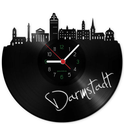 Wanduhr aus Vinyl Skyline Darmstadt