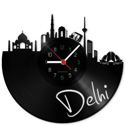 Wanduhr aus Vinyl Skyline Delhi