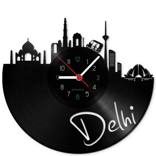 Wanduhr aus Vinyl Skyline Delhi