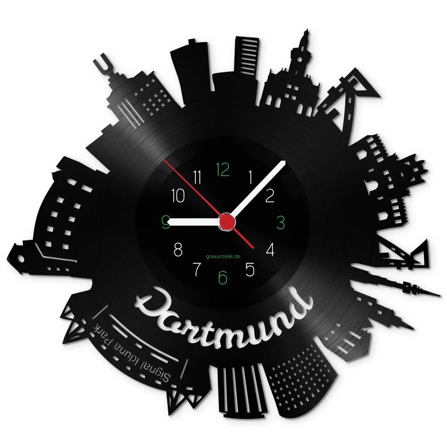 Wanduhr aus Vinyl Skyline Dortmund 2017