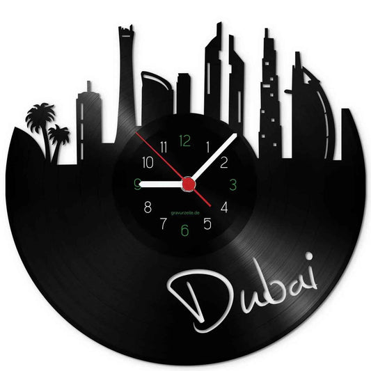Wanduhr aus Vinyl Skyline Dubai
