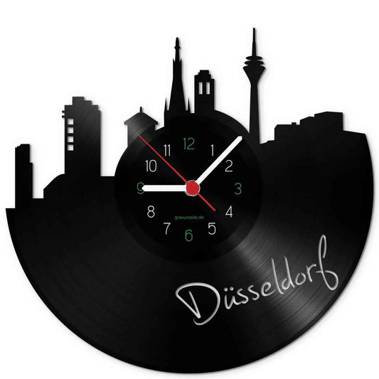 Wanduhr aus Vinyl Skyline Düsseldorf