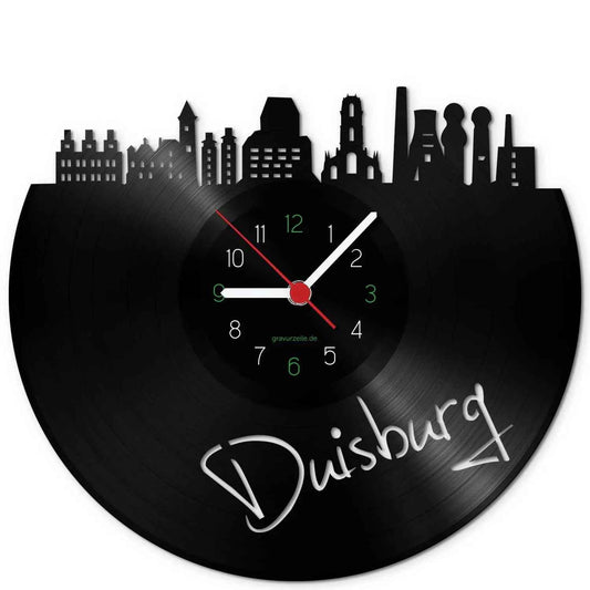 Wanduhr aus Vinyl Skyline Duisburg
