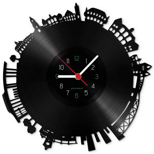 Wanduhr aus Vinyl Skyline Freiburg 2017