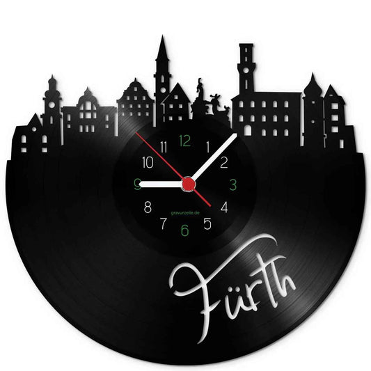 Wanduhr aus Vinyl Skyline Fürth