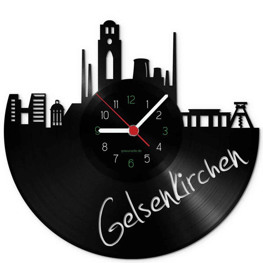 Wanduhr aus Vinyl Skyline Gelsenkirchen