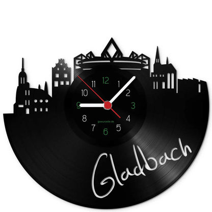 Wanduhr aus Vinyl Skyline Gladbach