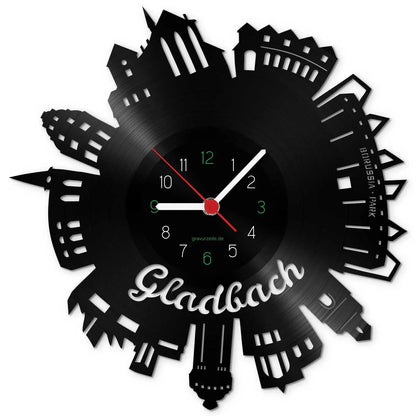 Wanduhr aus Vinyl Skyline Gladbach 2017