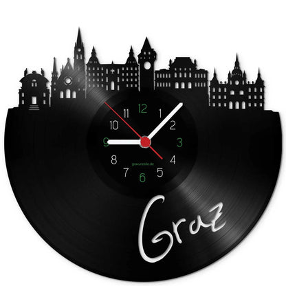 Wanduhr aus Vinyl Skyline Graz