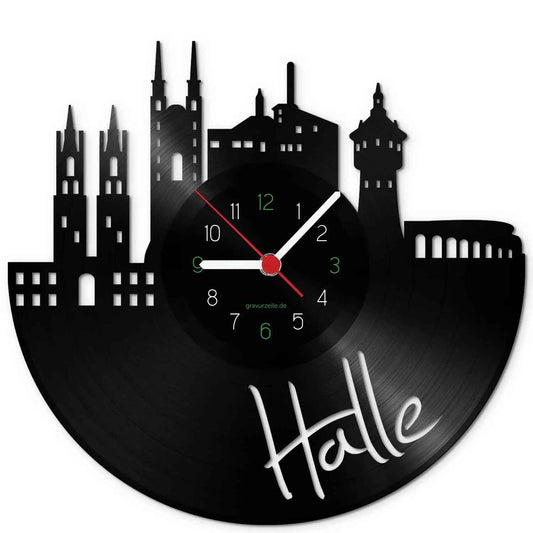 Wanduhr aus Vinyl Skyline Halle an der Saale