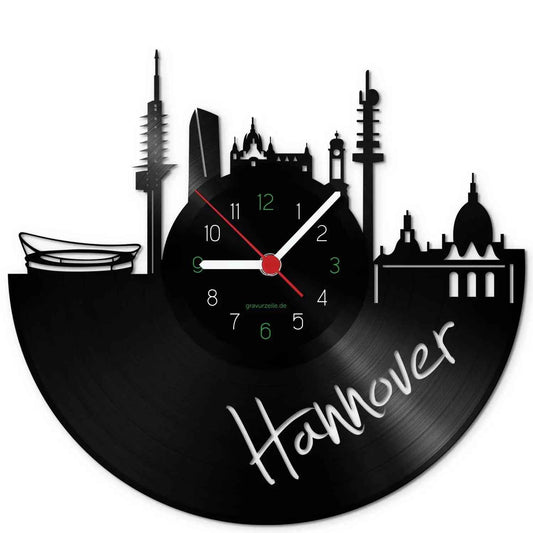 Wanduhr aus Vinyl Skyline Hannover