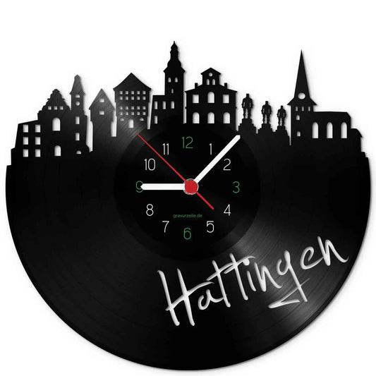 Wanduhr aus Vinyl Skyline Hattingen