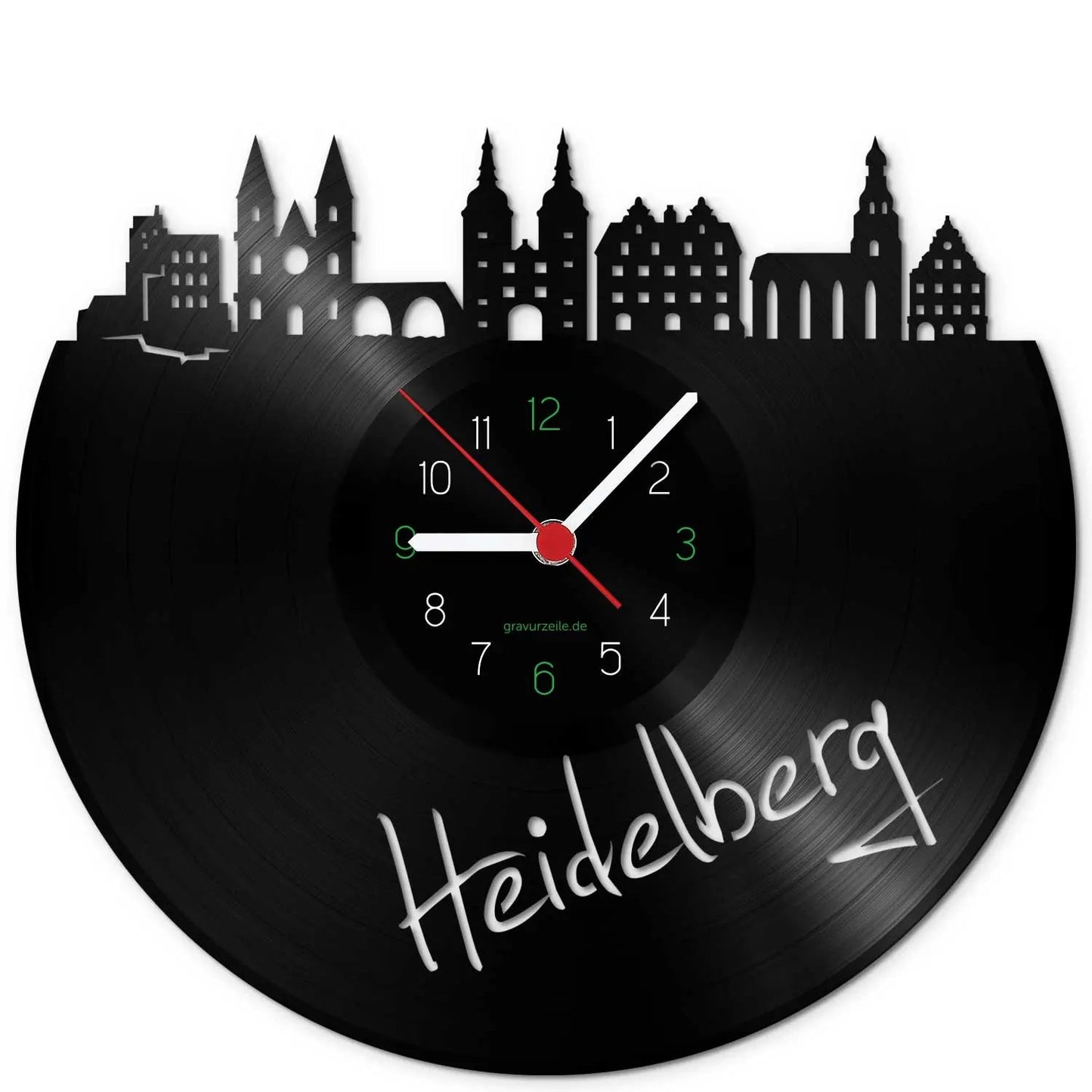 Wanduhr aus Vinyl Skyline Heidelberg