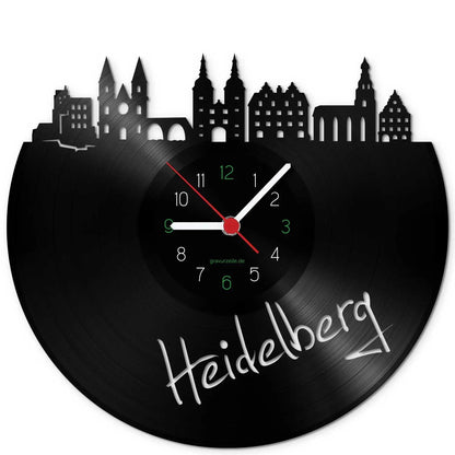 Wanduhr aus Vinyl Skyline Heidelberg