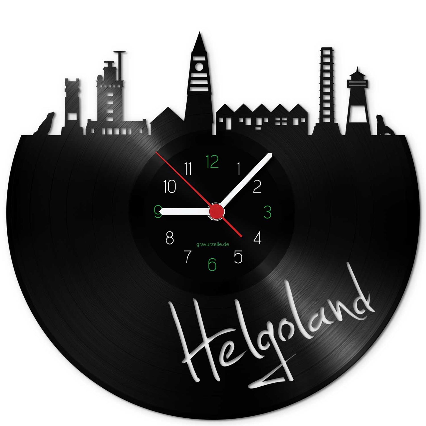 Wanduhr aus Vinyl Skyline Helgoland
