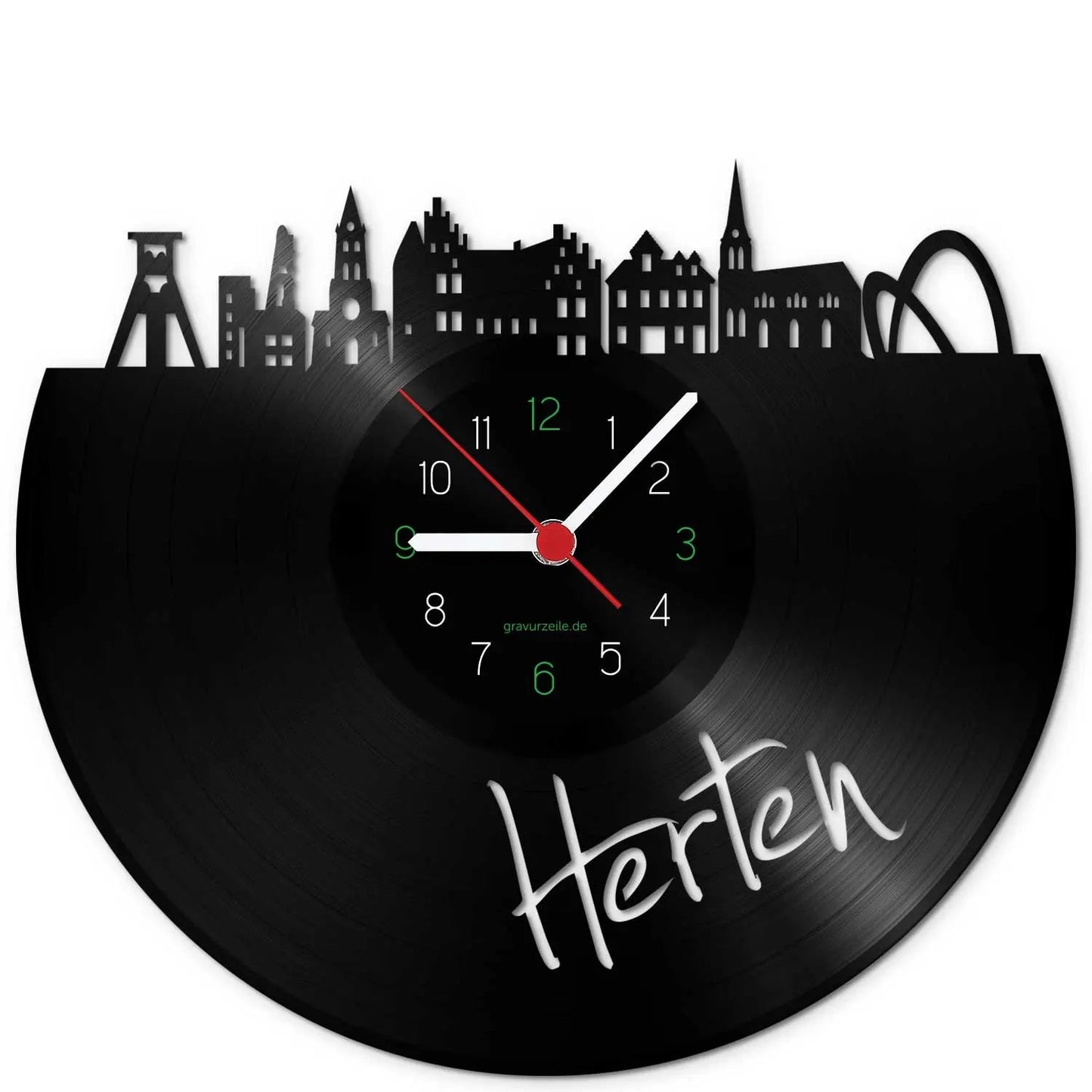 Wanduhr aus Vinyl Skyline Herten