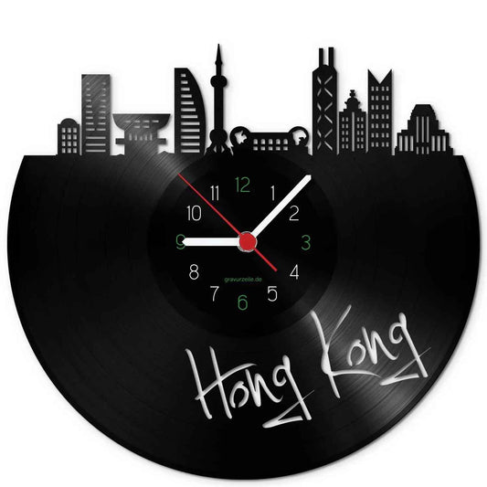 Wanduhr aus Vinyl Skyline Hong Kong