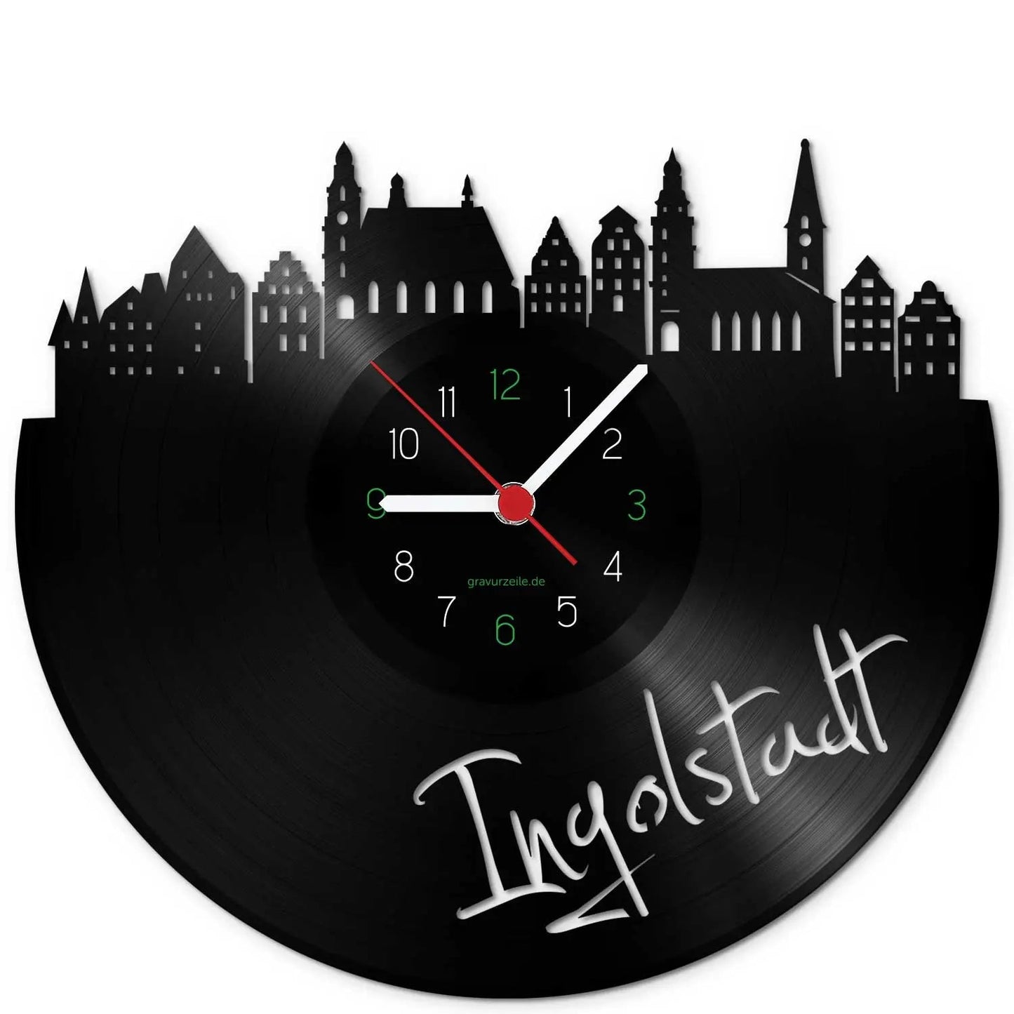 Wanduhr aus Vinyl Skyline Ingolstadt