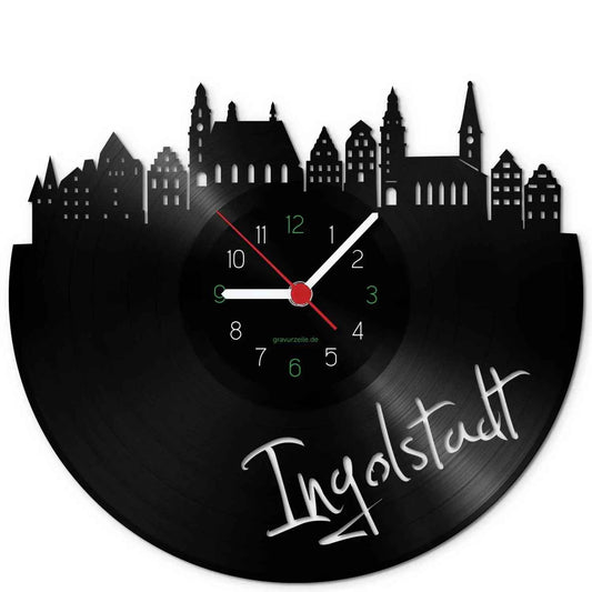 Wanduhr aus Vinyl Skyline Ingolstadt