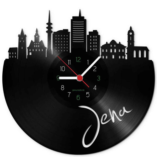 Wanduhr aus Vinyl Skyline Jena